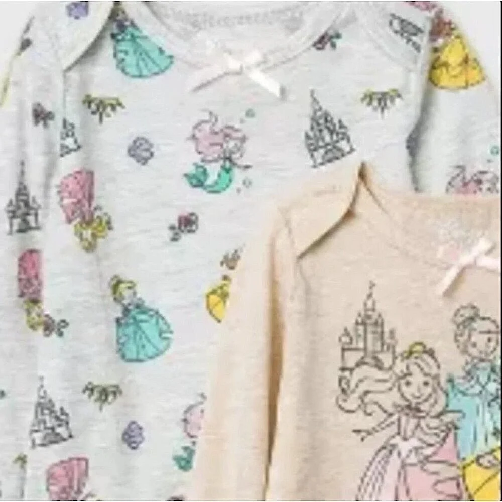 Disney Princess Long Sleeve Bodysuit set of 3 Belle Cinderella Aurora 6-9m